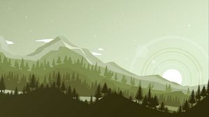 Preview wallpaper mountains, sunset, landscape, vector