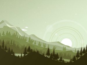 Preview wallpaper mountains, sunset, landscape, vector