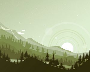Preview wallpaper mountains, sunset, landscape, vector