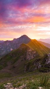 Preview wallpaper mountains, sunset, landscape, overview, nature