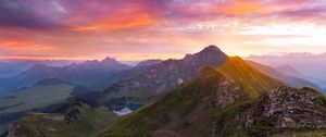 Preview wallpaper mountains, sunset, landscape, overview, nature