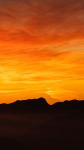 Preview wallpaper mountains, sunset, outlines, dusk, dark