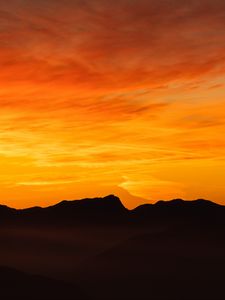 Preview wallpaper mountains, sunset, outlines, dusk, dark