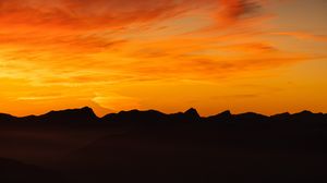Preview wallpaper mountains, sunset, outlines, dusk, dark