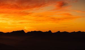 Preview wallpaper mountains, sunset, outlines, dusk, dark