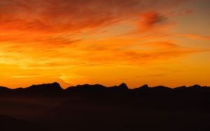 Preview wallpaper mountains, sunset, outlines, dusk, dark