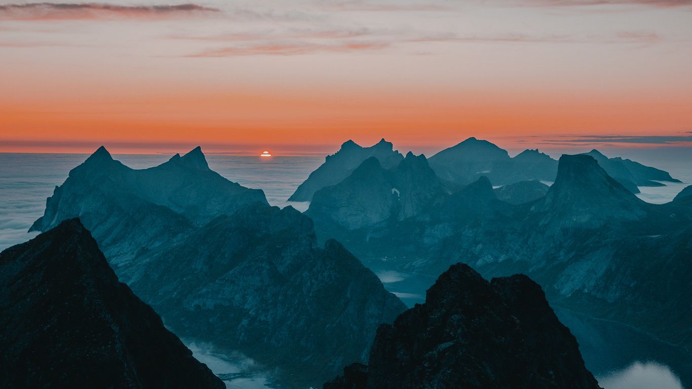 Download wallpaper 1366x768 mountains, sunset, rocks tablet, laptop hd ...