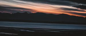 Preview wallpaper mountains, sunset, sea, dark