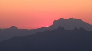 Preview wallpaper mountains, sunset, silhouettes, dark