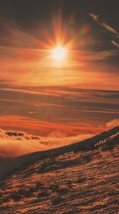 Preview wallpaper mountains, sunset, sky, snow