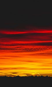 Preview wallpaper mountains, sunset, sky, dark, red, yellow, black