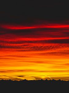 Preview wallpaper mountains, sunset, sky, dark, red, yellow, black