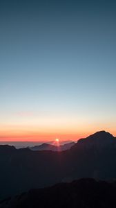 Preview wallpaper mountains, sunset, sky, peaks, aerial view