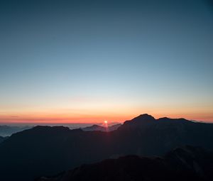 Preview wallpaper mountains, sunset, sky, peaks, aerial view