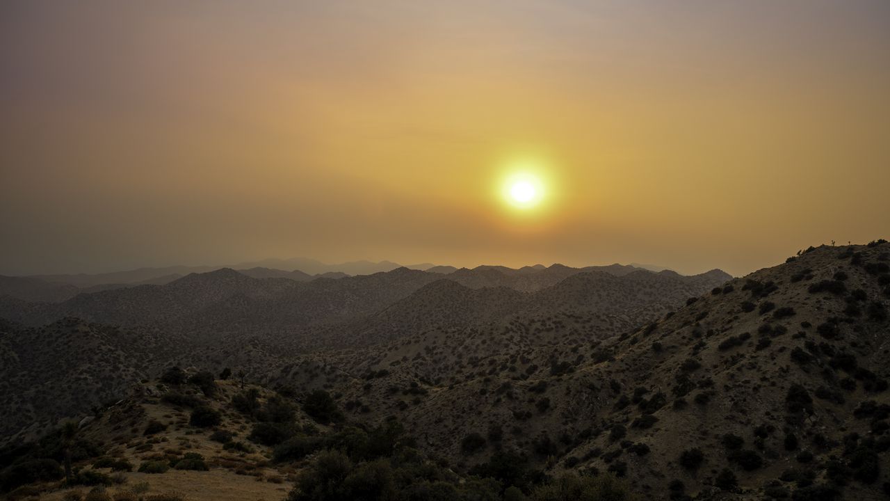 Wallpaper mountains, sunset, sun, dusk, evening, landscape
