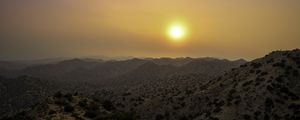 Preview wallpaper mountains, sunset, sun, dusk, evening, landscape