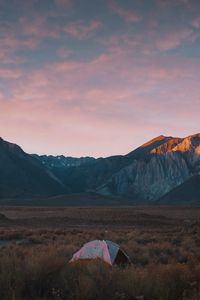 Preview wallpaper mountains, tent, camping, nature, landscape