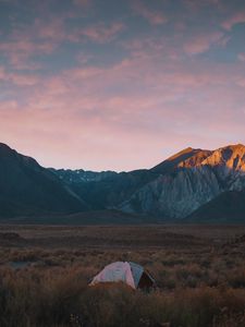 Preview wallpaper mountains, tent, camping, nature, landscape