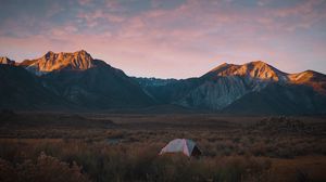 Preview wallpaper mountains, tent, camping, nature, landscape