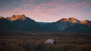 Preview wallpaper mountains, tent, camping, nature, landscape