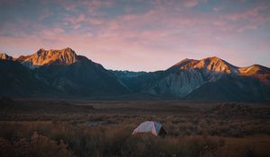 Preview wallpaper mountains, tent, camping, nature, landscape