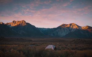 Preview wallpaper mountains, tent, camping, nature, landscape