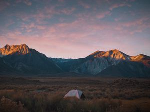 Preview wallpaper mountains, tent, camping, nature, landscape