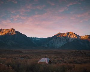 Preview wallpaper mountains, tent, camping, nature, landscape
