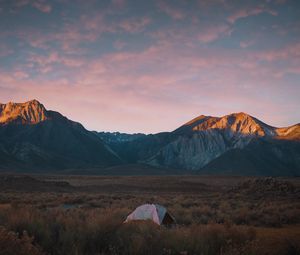 Preview wallpaper mountains, tent, camping, nature, landscape