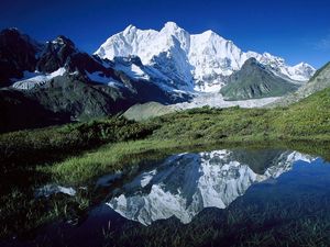 Preview wallpaper mountains, tibet, top, lake, reflection