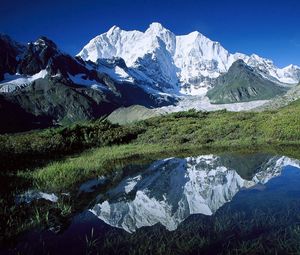 Preview wallpaper mountains, tibet, top, lake, reflection