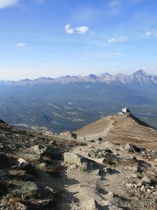 Preview wallpaper mountains, top, height, stones, track, structure