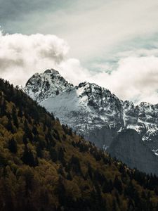 Preview wallpaper mountains, top, sky, snow