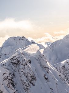 Preview wallpaper mountains, top, snowy, slopes, mountain range