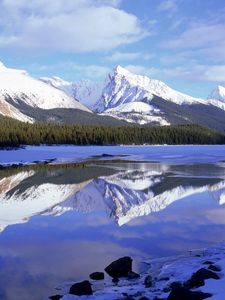 Preview wallpaper mountains, tops, reflection, lake