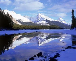 Preview wallpaper mountains, tops, reflection, lake