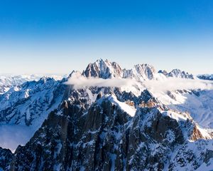 Preview wallpaper mountains, tops, snow, sky