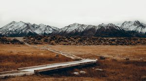 Preview wallpaper mountains, trail, grass, sky