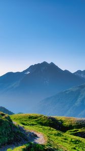 Preview wallpaper mountains, trail, grass, landscape