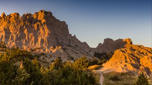 Preview wallpaper mountains, trail, sunset, landscape, nature