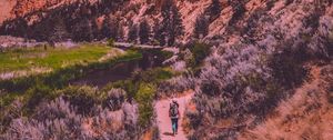 Preview wallpaper mountains, travel, man, smith rock state park, terrebonne, united states