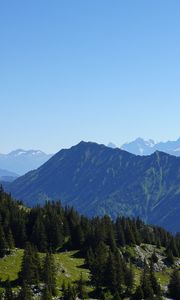 Preview wallpaper mountains, trees, aerial view, mountain range