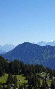 Preview wallpaper mountains, trees, aerial view, mountain range