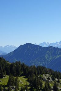 Preview wallpaper mountains, trees, aerial view, mountain range