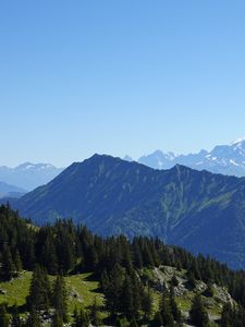 Preview wallpaper mountains, trees, aerial view, mountain range