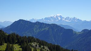 Preview wallpaper mountains, trees, aerial view, mountain range