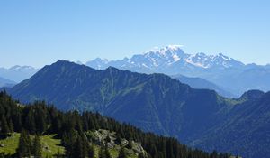 Preview wallpaper mountains, trees, aerial view, mountain range