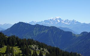 Preview wallpaper mountains, trees, aerial view, mountain range