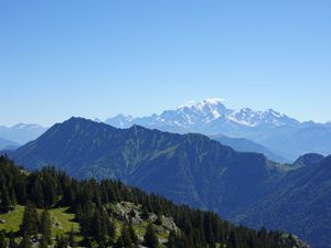 Preview wallpaper mountains, trees, aerial view, mountain range