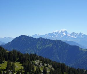 Preview wallpaper mountains, trees, aerial view, mountain range